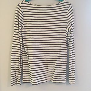 Gap T-Shirt Women's Small 3/4 Sleeve White w/ Black Stripes